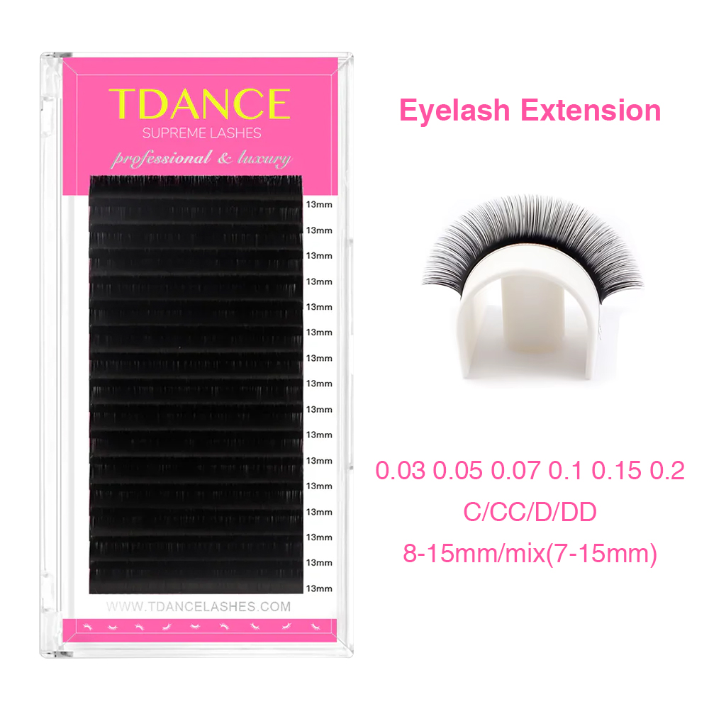 Eyelash Extension Human Hair - TDANCE まつげエクステンション 16 行韓国 PBT C/CC/D/DD