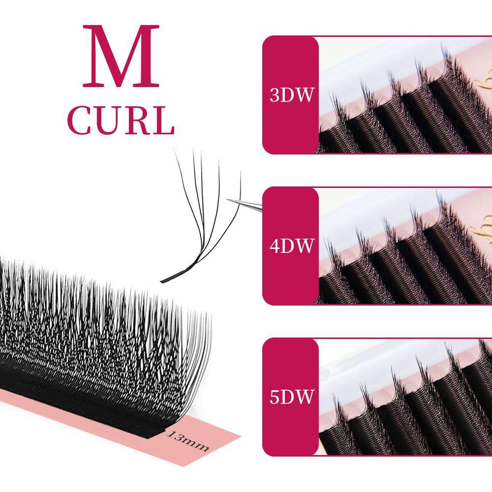 Eyelash Extension Human Hair - 女神W3D 4D 5D Mカールまつげエクステ Wスタイル フェイクミンク