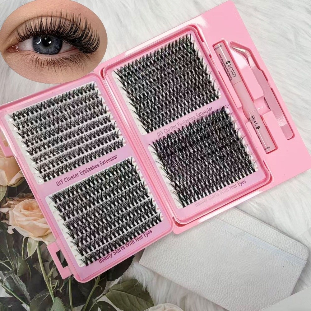 Eyelash Extension Look - 新しい厚くて長いつけまつげ ナチュラルルック 30D/40D/50D/60D フェイクまつげ ボリュームのあるふわふわしたクラスターラッシュ エクステンションキット