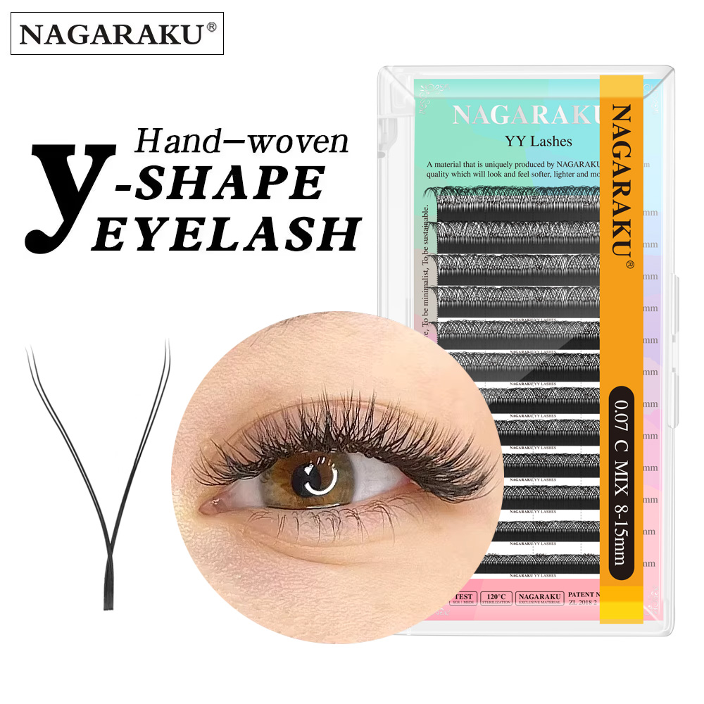 NAGARAKU YYシェイプ手編みプレミアムまつげエクステ - Eyelash Extension Human Hair のレビューと価格