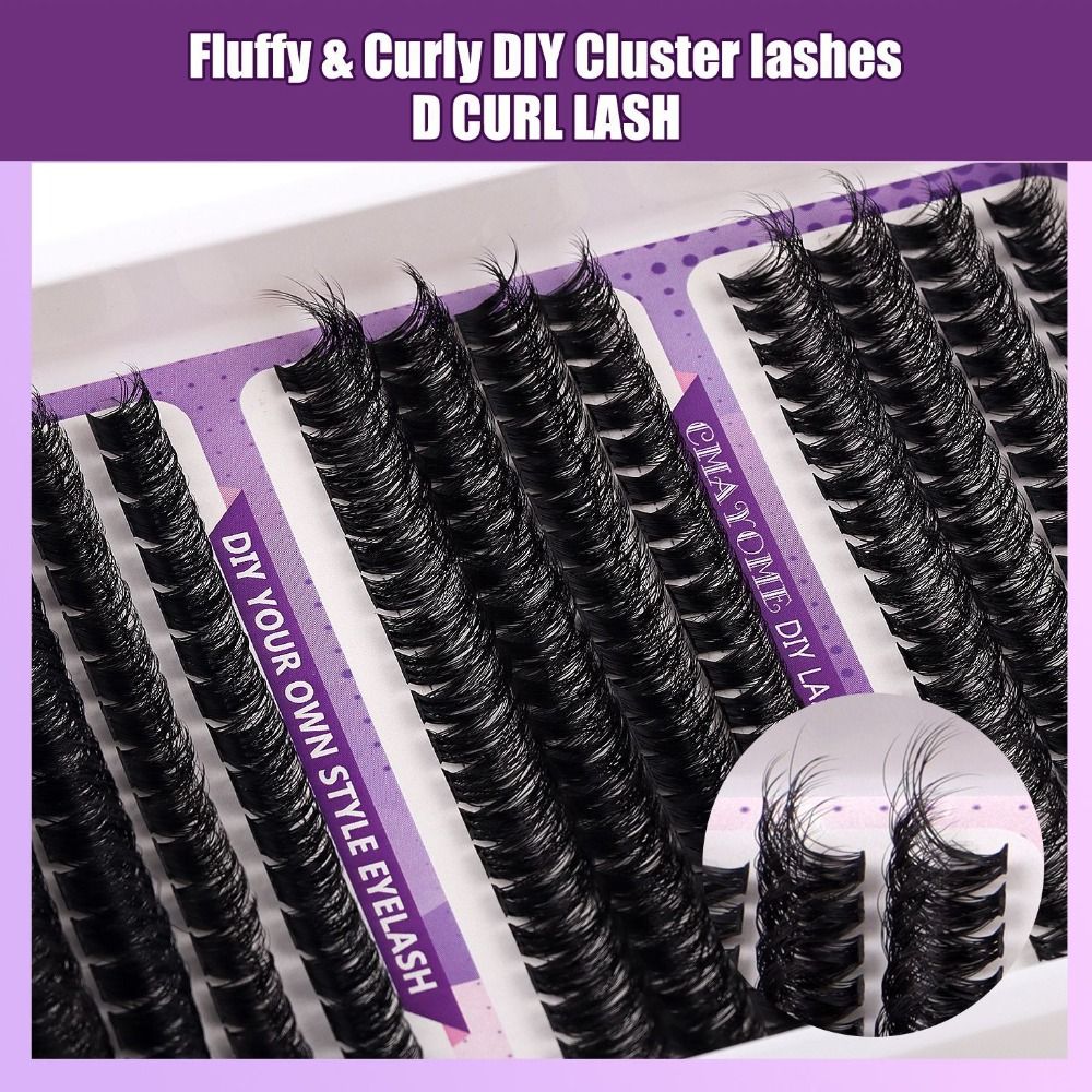 自然な仕上がりのつけまつげ。接着剤とシーラー付き。クラスター - Eyelash Extension Look のレビューと価格