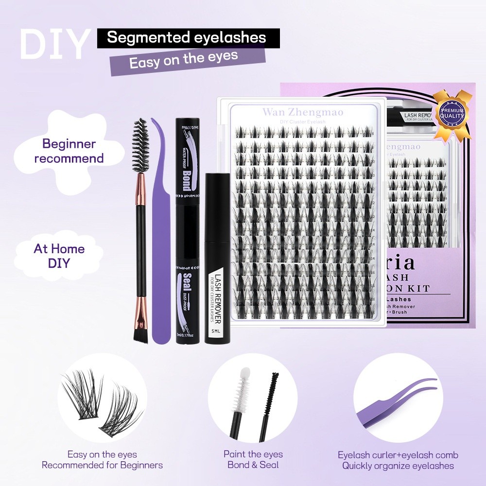 8-18mmの長さのつけまつげ、接着剤とシーラー付き、自然な - Eyelash Extension Look のレビューと価格